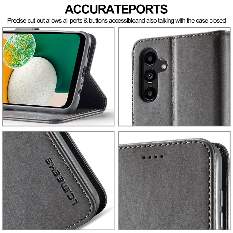 For Samsung Galaxy A15 5G LC.IMEEKE Calf Texture Leather Phone Case(Grey) - Galaxy Phone Cases by LC.IMEEKE | Online Shopping UK | buy2fix