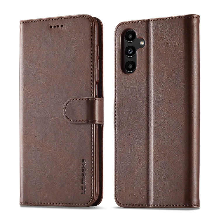 For Samsung Galaxy A55 5G LC.IMEEKE Calf Texture Leather Phone Case(Coffee) - Galaxy Phone Cases by LC.IMEEKE | Online Shopping UK | buy2fix