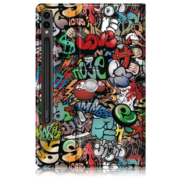 For Samsung Galaxy Tab S9 360 Rotation Stand Painted Smart Leather Tablet Case(Graffiti) - Galaxy Tab S9 Cases by buy2fix | Online Shopping UK | buy2fix