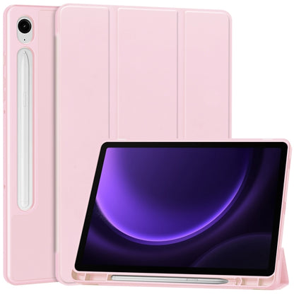 For Samsung Galaxy Tab S9 FE 3-Fold Pure Color TPU Smart Leather Tablet Case with Pen Slot(Pink) - Galaxy Tab S9 FE by buy2fix | Online Shopping UK | buy2fix