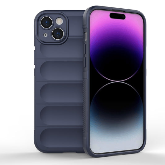 For iPhone 15 Plus Magic Shield TPU + Flannel Phone Case(Dark Blue) - iPhone 15 Plus Cases by buy2fix | Online Shopping UK | buy2fix