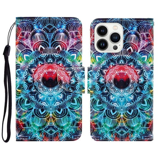 For iPhone 16 Pro Max 3D Colored Drawing Flip Leather Phone Case(Mandala) - iPhone 16 Pro Max Cases by buy2fix | Online Shopping UK | buy2fix