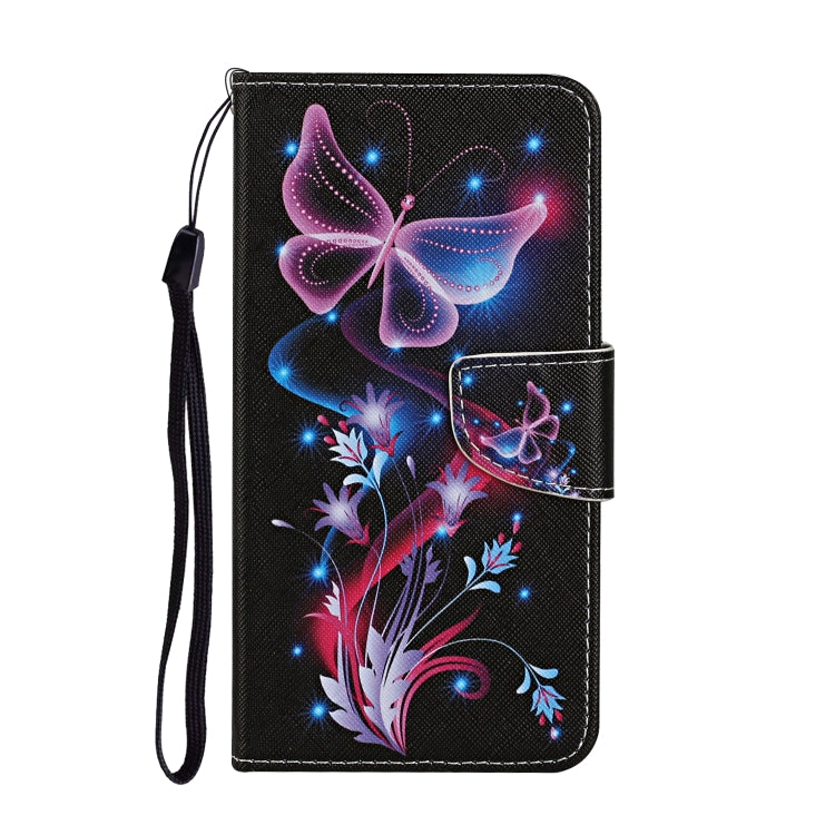 For iPhone 16 3D Colored Drawing Flip Leather Phone Case(Fluorescent Butterfly) - iPhone 16 Cases by buy2fix | Online Shopping UK | buy2fix