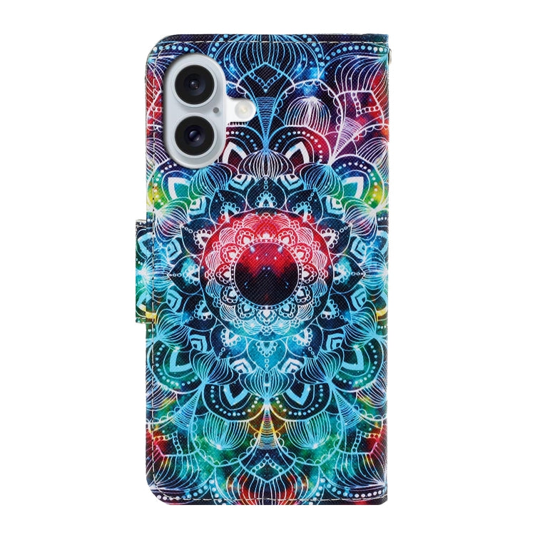 For iPhone 16 3D Colored Drawing Flip Leather Phone Case(Mandala) - iPhone 16 Cases by buy2fix | Online Shopping UK | buy2fix