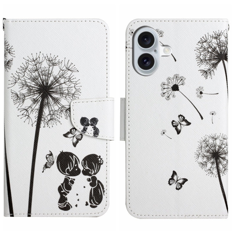 For iPhone 16 3D Colored Drawing Flip Leather Phone Case(Dandelions) - iPhone 16 Cases by buy2fix | Online Shopping UK | buy2fix