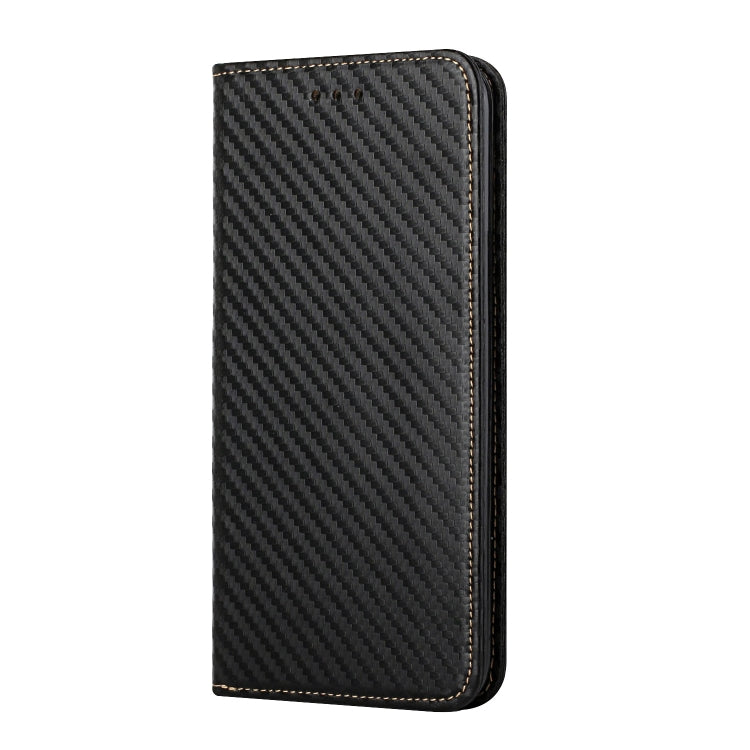 For Samsung Galaxy S23 FE 5G Carbon Fiber Texture Flip Holder Leather Phone Case(Black) - Galaxy S23 FE 5G Cases by buy2fix | Online Shopping UK | buy2fix