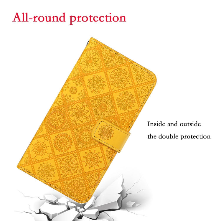 For iPhone 16 Pro Ethnic Style Embossed Pattern Leather Phone Case(Yellow) - iPhone 16 Pro Cases by buy2fix | Online Shopping UK | buy2fix