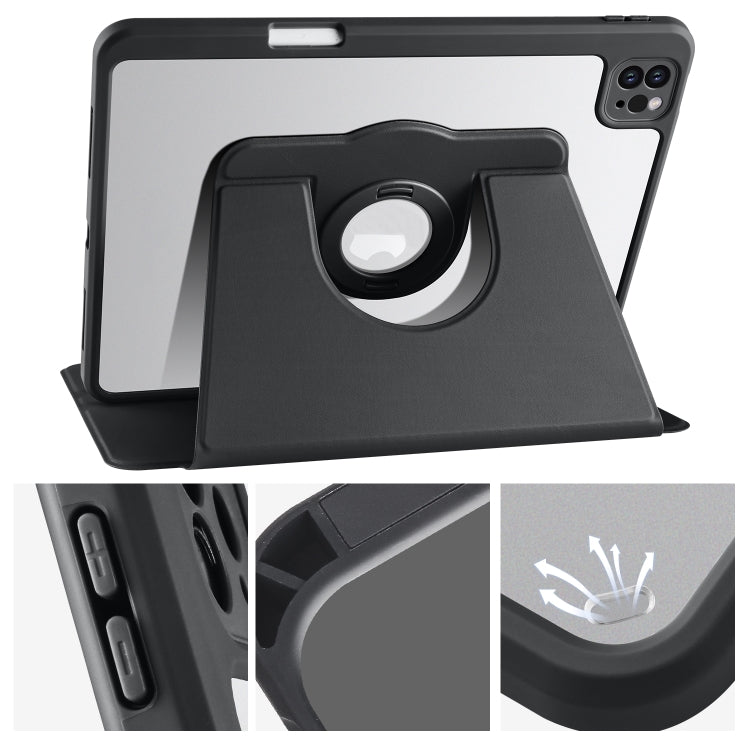 For iPad Pro 13 2024 Acrylic 360 Rotation Detachable Leather Tablet Case(Black) - iPad Pro 13 2024 Cases by buy2fix | Online Shopping UK | buy2fix