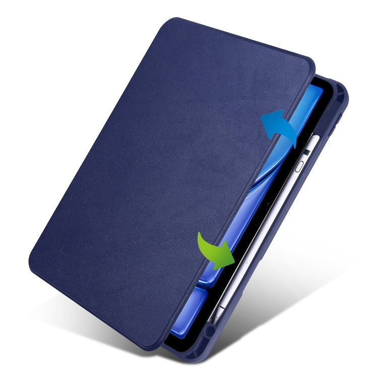 For iPad Air 11 2024 Acrylic 360 Rotation Detachable Leather Tablet Case(Dark Blue) - iPad Air 11 2024 Cases by buy2fix | Online Shopping UK | buy2fix