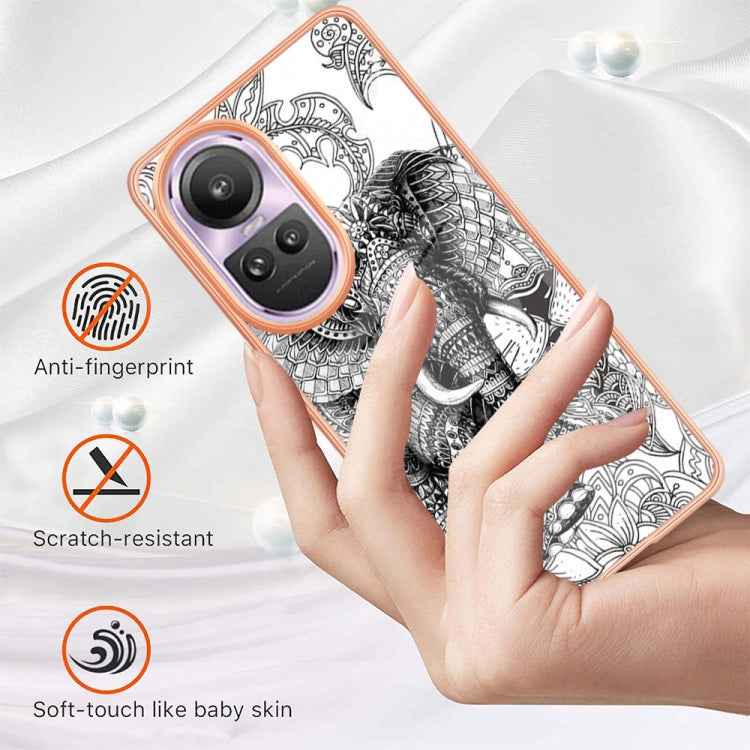 For OPPO Reno10 Pro 5G Global Electroplating Marble Dual-side IMD Phone Case(Totem Elephant) - OPPO Cases by buy2fix | Online Shopping UK | buy2fix