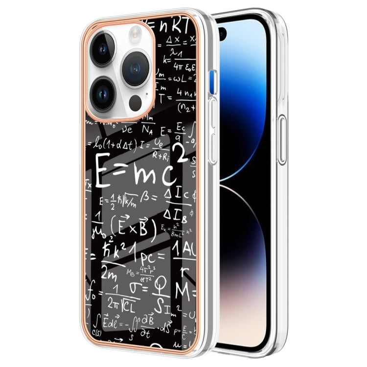 For iPhone 16 Pro Electroplating Marble Dual-side IMD Phone Case(Equation) - iPhone 16 Pro Cases by buy2fix | Online Shopping UK | buy2fix