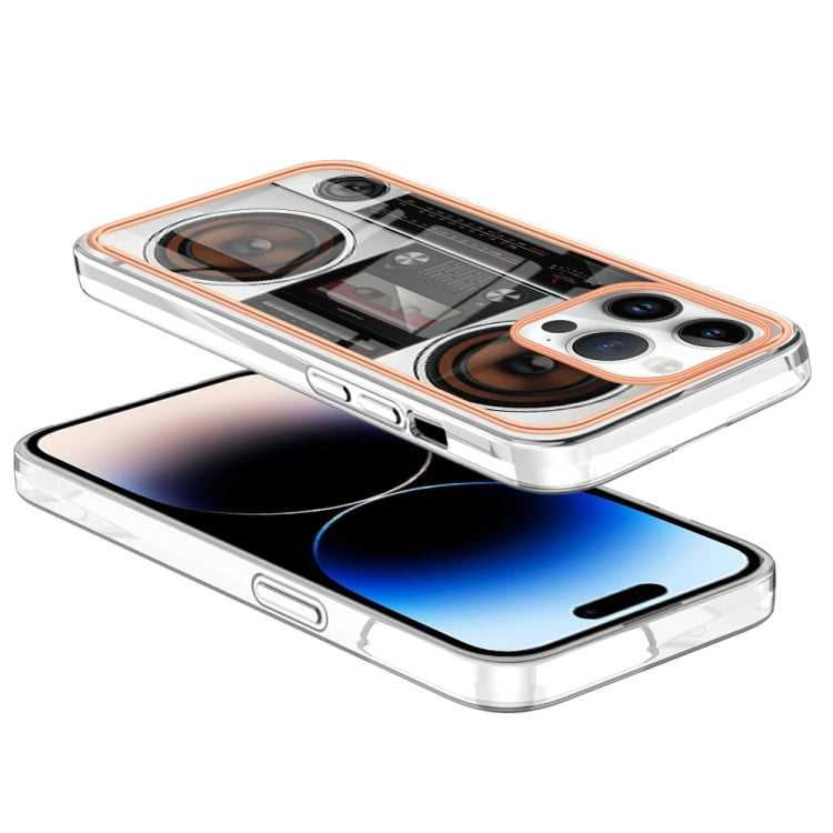 For iPhone 16 Pro Electroplating Marble Dual-side IMD Phone Case(Retro Radio) - iPhone 16 Pro Cases by buy2fix | Online Shopping UK | buy2fix