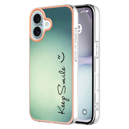 For iPhone 16 Plus Electroplating Marble Dual-side IMD Phone Case(Smile) - iPhone 16 Plus Cases by buy2fix | Online Shopping UK | buy2fix