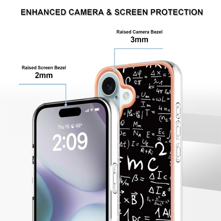 For iPhone 16 Electroplating Marble Dual-side IMD Phone Case(Equation) - iPhone 16 Cases by buy2fix | Online Shopping UK | buy2fix