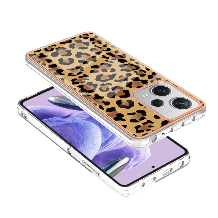 For Xiaomi Redmi Note 12 Pro+ Global Electroplating Marble Dual-side IMD Phone Case(Leopard Print) - Xiaomi Cases by buy2fix | Online Shopping UK | buy2fix