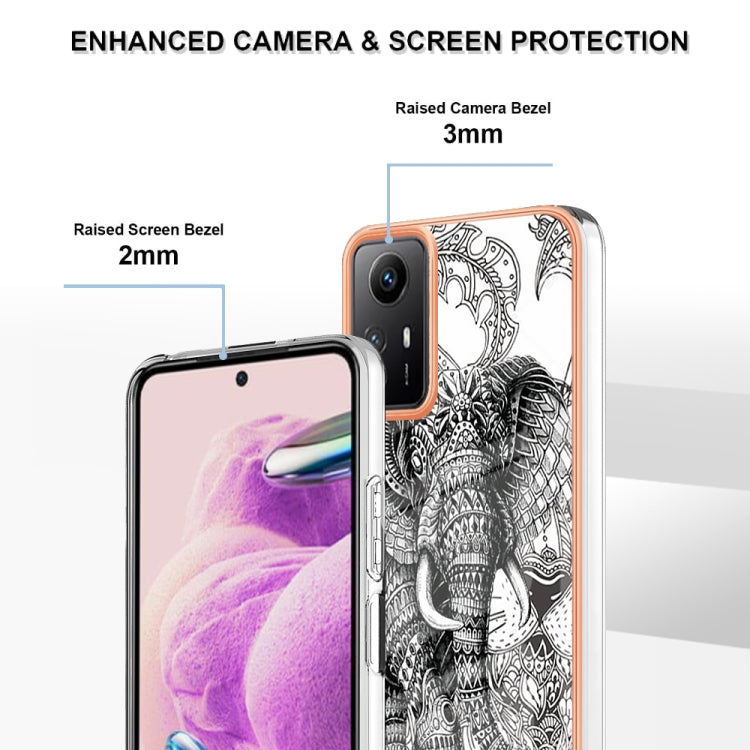 Xiaomi Redmi Note 12S 4G Electroplating Marble Dual-side IMD Phone Case(Totem Elephant) - Xiaomi Cases by buy2fix | Online Shopping UK | buy2fix