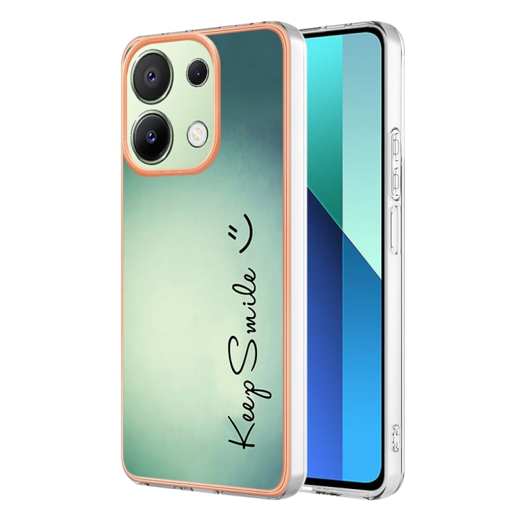 For Xiaomi Redmi Note 13 4G Global Electroplating Marble Dual-side IMD Phone Case(Smile) - Note 13 Cases by buy2fix | Online Shopping UK | buy2fix
