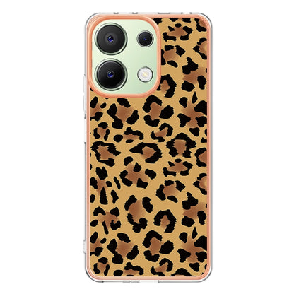 For Xiaomi Redmi Note 13 4G Global Electroplating Marble Dual-side IMD Phone Case(Leopard Print) - Note 13 Cases by buy2fix | Online Shopping UK | buy2fix