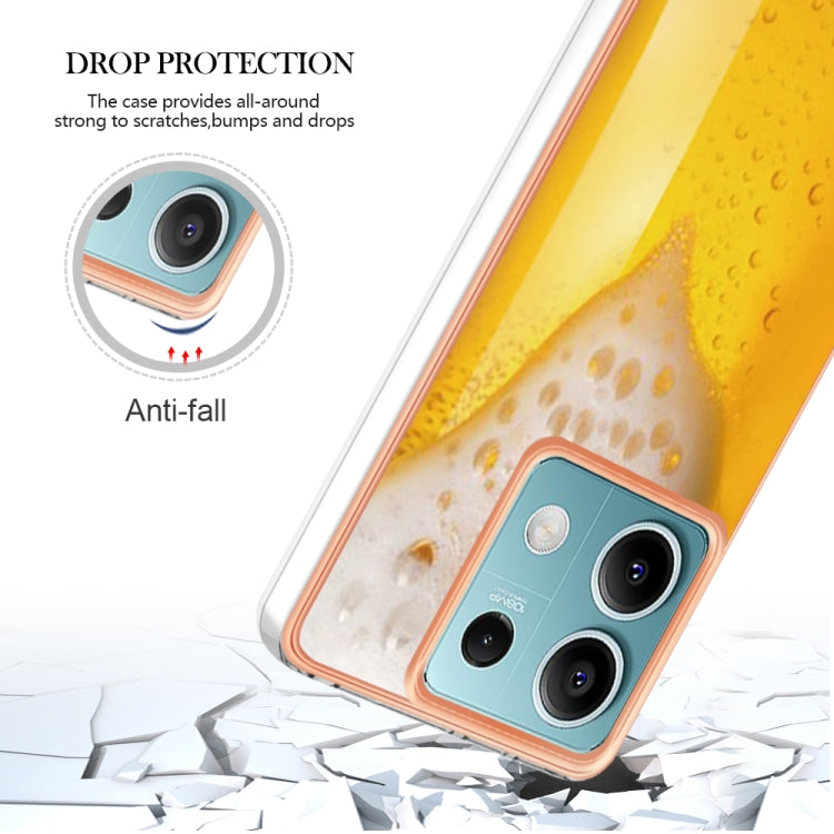 For Xiaomi Redmi Note 13 5G Electroplating Marble Dual-side IMD Phone Case(Draft Beer) - Note 13 Cases by buy2fix | Online Shopping UK | buy2fix