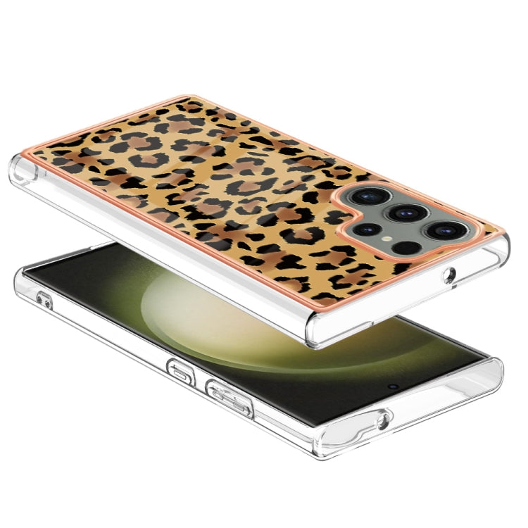 For Samsung Galaxy S23 Ultra 5G Electroplating Marble Dual-side IMD Phone Case(Leopard Print) - Galaxy S23 Ultra 5G Cases by buy2fix | Online Shopping UK | buy2fix