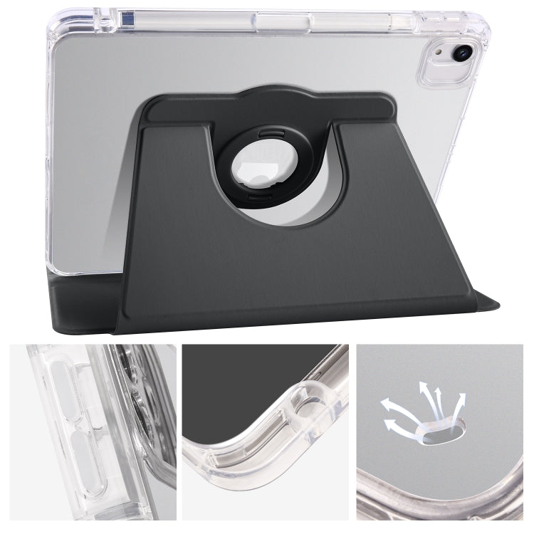 For iPad Air 11 2024 Clear Acrylic 360 Rotation Detachable Leather Tablet Case(Black) - iPad Air 11 2024 Cases by buy2fix | Online Shopping UK | buy2fix