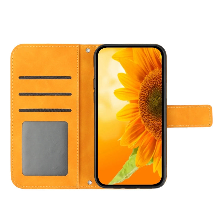 For Samsung Galaxy S24 Ultra 5G Skin Feel Sun Flower Embossed Flip Leather Phone Case with Lanyard(Yellow) - Galaxy S24 Ultra 5G Cases by buy2fix | Online Shopping UK | buy2fix