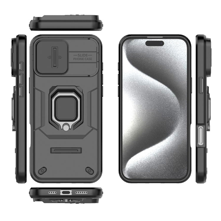 For iPhone 16 Pro Max Sliding Camshield TPU + PC Shockproof Phone Case with Holder(Black) - iPhone 16 Pro Max Cases by buy2fix | Online Shopping UK | buy2fix