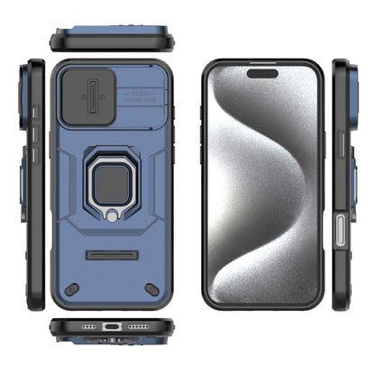 For iPhone 16 Pro Max Sliding Camshield TPU + PC Shockproof Phone Case with Holder(Blue) - iPhone 16 Pro Max Cases by buy2fix | Online Shopping UK | buy2fix