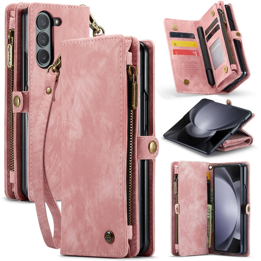 For Samsung Galaxy Z Fold5 CaseMe 008 Multifunctional Zipper Wallet Phone Leather Case(Pink) - Galaxy Z Fold5 Cases by CaseMe | Online Shopping UK | buy2fix