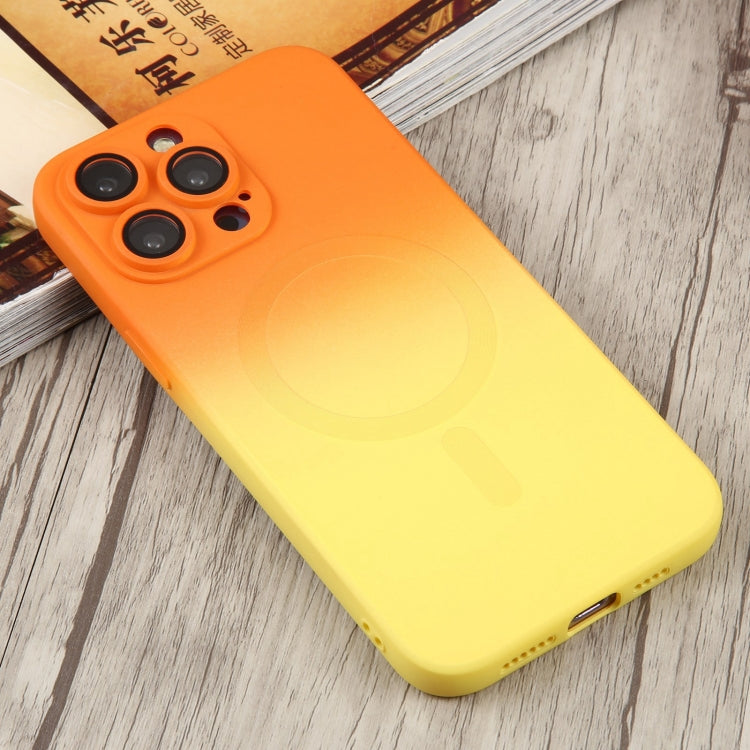 For iPhone 15 Pro Liquid TPU Silicone Gradient MagSafe Phone Case(Orange Yellow) - iPhone 15 Pro Cases by buy2fix | Online Shopping UK | buy2fix