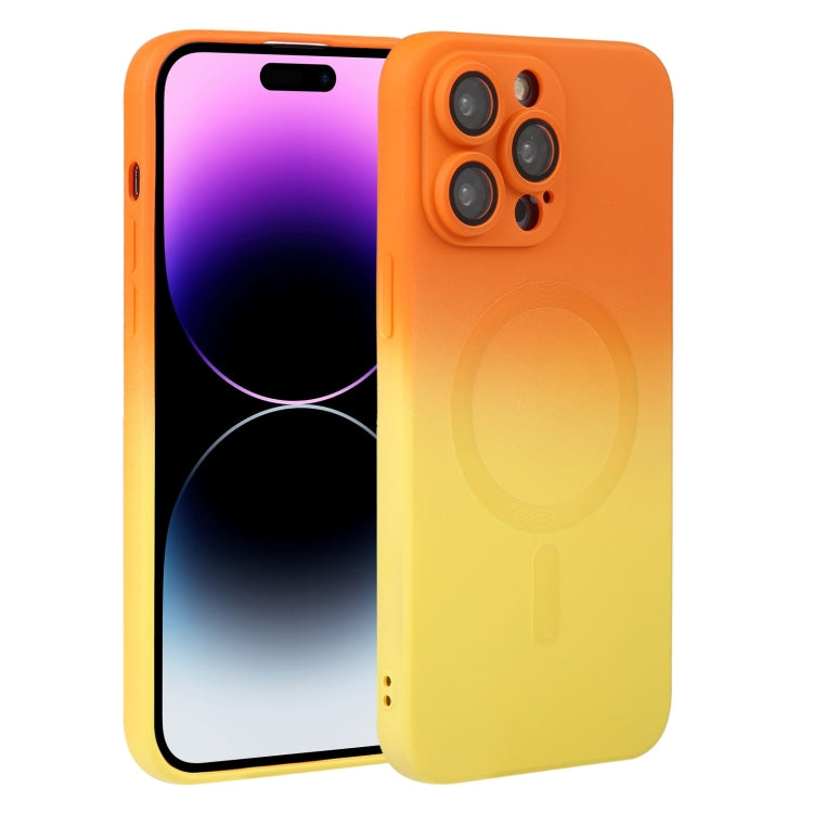 For iPhone 15 Pro Liquid TPU Silicone Gradient MagSafe Phone Case(Orange Yellow) - iPhone 15 Pro Cases by buy2fix | Online Shopping UK | buy2fix