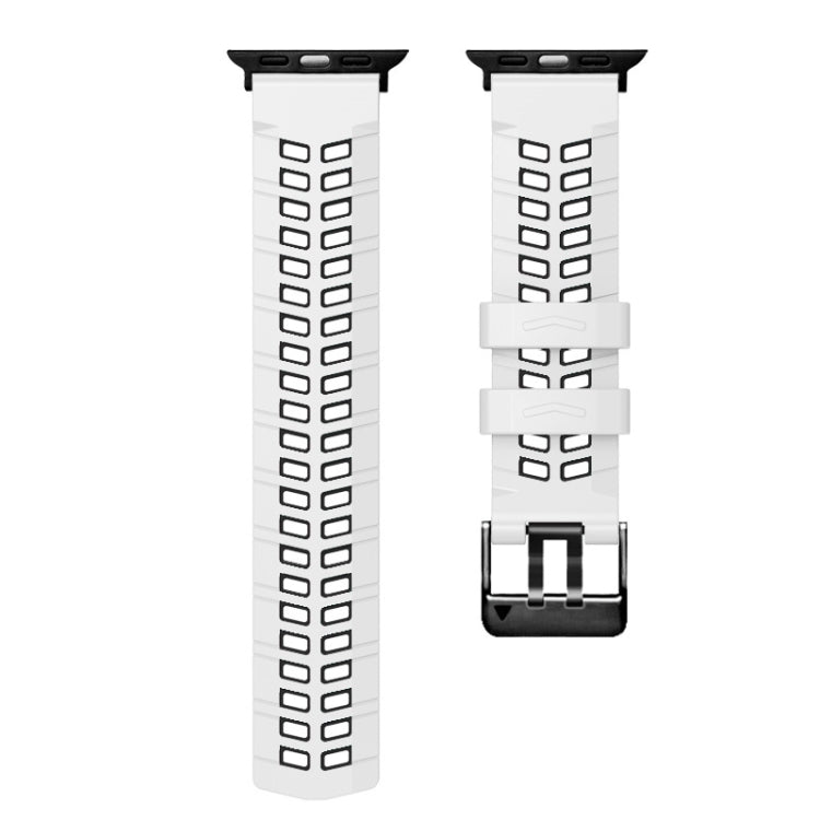 For Apple Watch SE 2022 40mm Twill Dual-row Buckle Silicone Watch Band(White Black) - Watch Bands by buy2fix | Online Shopping UK | buy2fix