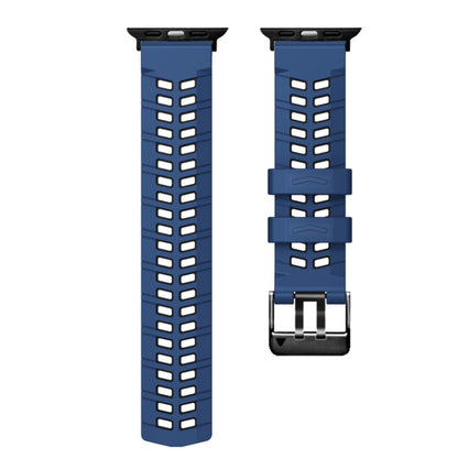 For Apple Watch Series 2 42mm Twill Dual-row Buckle Silicone Watch Band(Midnight Blue Black) - Watch Bands by buy2fix | Online Shopping UK | buy2fix