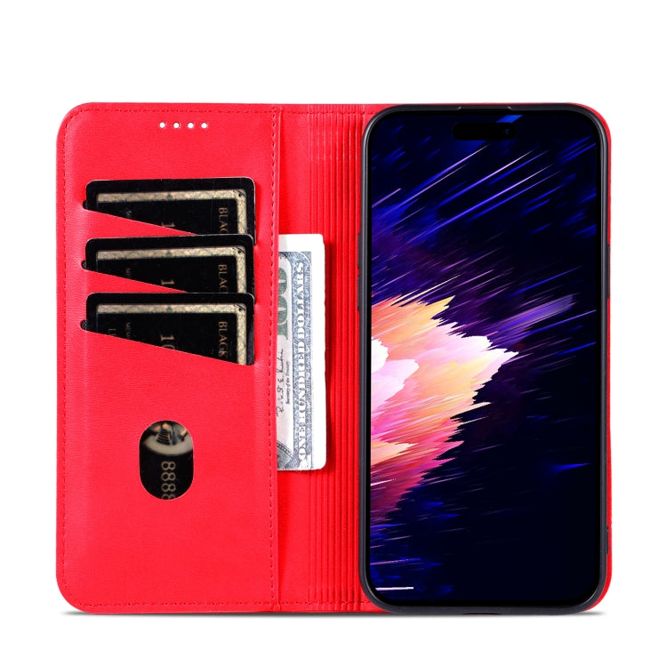 For iPhone 16 AZNS Magnetic Calf Texture Flip Leather Phone Case(Red) - iPhone 16 Cases by AZNS | Online Shopping UK | buy2fix