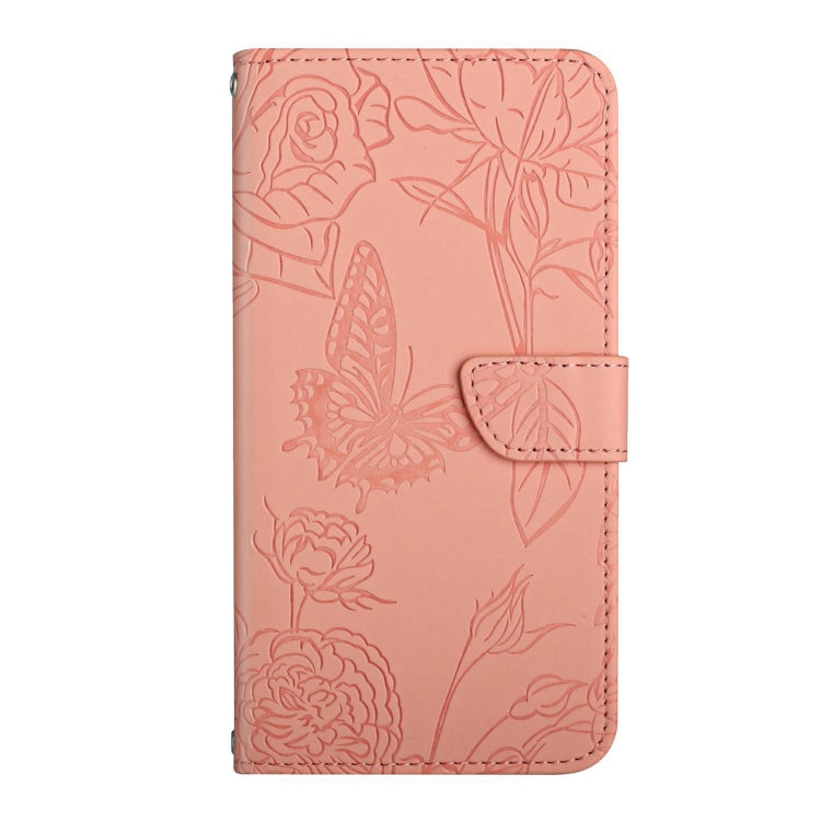 For Motorola Edge 5G 2024 HT03 Skin Feel Butterfly Embossed Flip Leather Phone Case(Pink) - Motorola Cases by buy2fix | Online Shopping UK | buy2fix