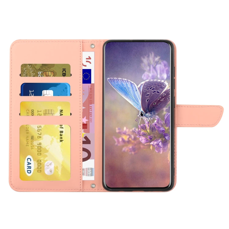 For Motorola Edge 5G 2024 HT03 Skin Feel Butterfly Embossed Flip Leather Phone Case(Pink) - Motorola Cases by buy2fix | Online Shopping UK | buy2fix