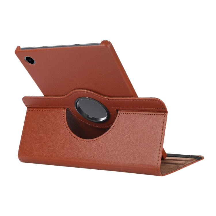 For Samsung Galaxy Tab A9 360 Degrees Rotation Holder Litchi Texture Leather Tablet Case(Brown) - Galaxy Tab A9 by buy2fix | Online Shopping UK | buy2fix