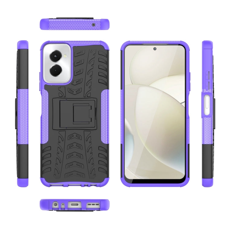 For Motorola Moto G Power 5G 2024 Tire Texture TPU + PC Phone Case with Holder(Purple) - Motorola Cases by buy2fix | Online Shopping UK | buy2fix