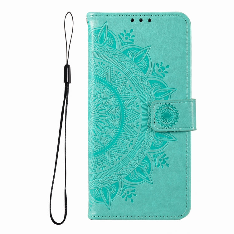 For iPhone 16 Plus Totem Flower Embossed Leather Phone Case(Green) - iPhone 16 Plus Cases by buy2fix | Online Shopping UK | buy2fix