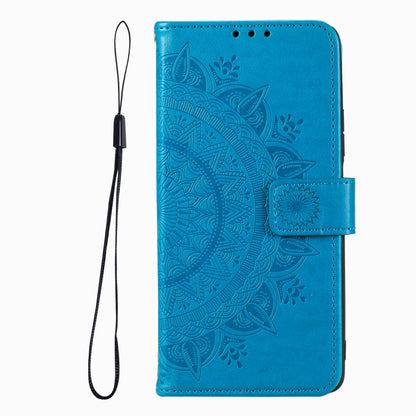 For iPhone 16 Totem Flower Embossed Leather Phone Case(Blue) - iPhone 16 Cases by buy2fix | Online Shopping UK | buy2fix