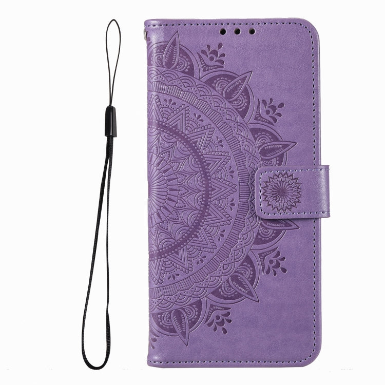 For iPhone 16 Totem Flower Embossed Leather Phone Case(Purple) - iPhone 16 Cases by buy2fix | Online Shopping UK | buy2fix