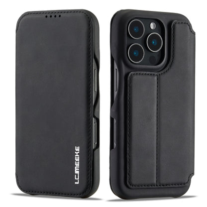 For iPhone 16 Pro Max LC.IMEEKE Hon Ancient Series Flip Leather Phone Case(Black) - iPhone 16 Pro Max Cases by LC.IMEEKE | Online Shopping UK | buy2fix