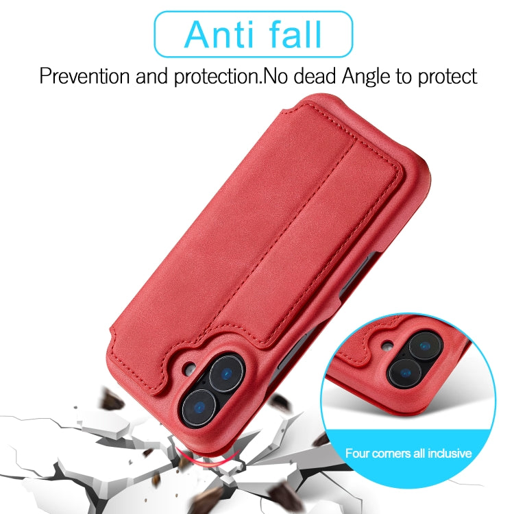 For iPhone 16 LC.IMEEKE Hon Ancient Series Flip Leather Phone Case(Red) - iPhone 16 Cases by LC.IMEEKE | Online Shopping UK | buy2fix