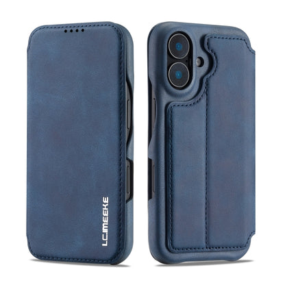 For iPhone 16 LC.IMEEKE Hon Ancient Series Flip Leather Phone Case(Blue) - iPhone 16 Cases by LC.IMEEKE | Online Shopping UK | buy2fix