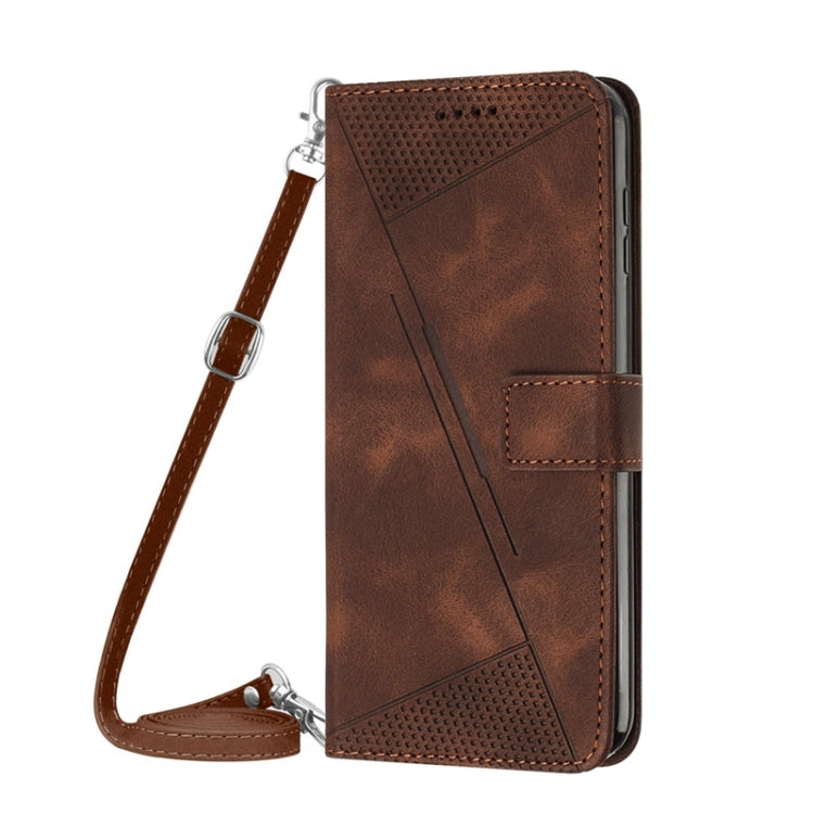 For OPPO A54 / A74 / A93 Dream Triangle Leather Phone Case with Lanyard(Brown) - OPPO Cases by buy2fix | Online Shopping UK | buy2fix