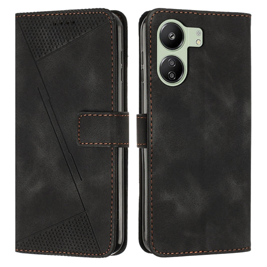 For Xiaomi Redmi 13C Dream Triangle Leather Phone Case with Lanyard(Black) - 13C Cases by buy2fix | Online Shopping UK | buy2fix