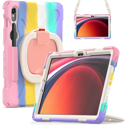 For Samsung Galaxy Tab S9 / S8 / S7 Silicone Hybrid PC Tablet Case with Holder & Shoulder Strap(Colorful Pink) - Other Galaxy Tab PC by buy2fix | Online Shopping UK | buy2fix