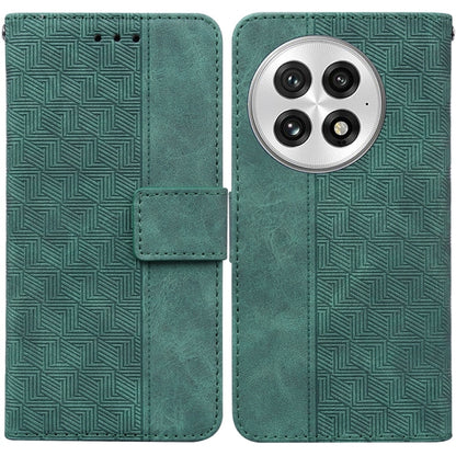 For OnePlus 13 Geometric Embossed Leather Phone Case(Green) - OnePlus Cases by buy2fix | Online Shopping UK | buy2fix