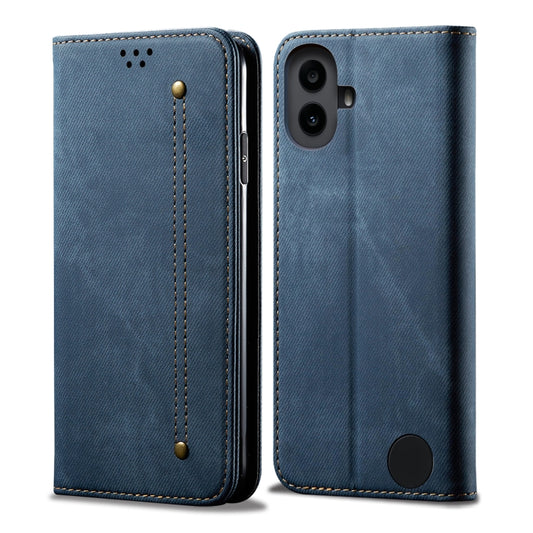 For Nothing CMF Phone 1 Denim Texture Casual Style Flip Leather Case(Blue) - More Brand by buy2fix | Online Shopping UK | buy2fix