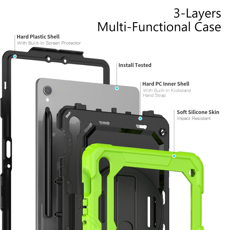 For Samsung Galaxy Tab S9 / S8 / S7 Silicone + PC Tablet Case(Yellow Green+Black) - Galaxy Tab S9 Cases by buy2fix | Online Shopping UK | buy2fix